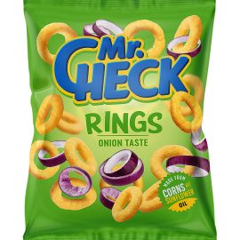 Chrupki kukurydziane Mr.Check o smaku cebulowym, 150 g.