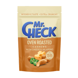 Prażone orzechy nerkowca Mr.Check o smaku sera i jalapeno 150 g.