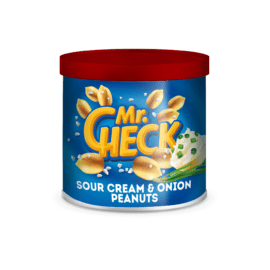 Grietinėlės ir svogūnų skonio skrudinti žemės riešutai „Mr. Check“ 140g
