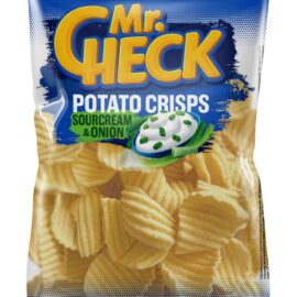 Grietinėlės ir svogūnų skonio bulvių traškučiai „Mr. Check“ 90g
